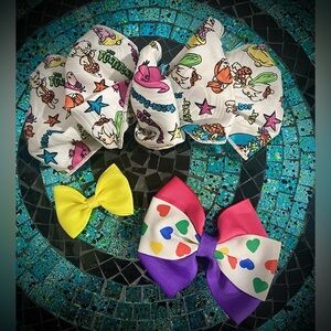 Authentic Vintage Hair Clip Set - Early 90s - The Flintstones plus Ribbon Bows